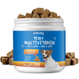 Dog Multivitamin Chewable with Glucosamine,15-in-1 Dog Multivitamin Supplements,Multivitamin for Dogs,Health Support - Dog Skin, Coat, Heart,for Dogs of All Ages and Breeds,120 Soft Chews Duck Flavor