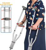 Huark Warno Lightweight Underarm Crutches with Height Adjustment up to 300 LBS, Aluminum Walking Aid for Teens to Adults Range 4’6”– 6’6”, with Underarm Pad and Hand Grip,1Piece (Gray, Triangle)