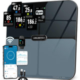 ABLEGRID Body Fat Scale,Smart WiFi Digital Bathroom Scale for Body Weight and Fat Percentage,16 Accurate Body Composition Analyzer with BMI,Heart Rate,Muscle,App,400lb,Rotate TFT Display,Rechargeable