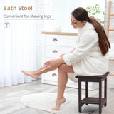 LUE BONA Shower Bench Stool, HDPS Shower Benches for Inside Shower with Shelf, Waterproof Shower Chair Foot Stool for Spa Bathroom, Weather Resistant/Non-Slip/Handles/Indoor or Outdoor Use, Espresso