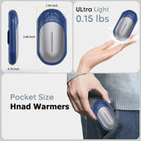 AI Hand Warmers Rechargeable 2 Pack, 6000mAh Electric Hand Warmers, AI Smart Chips 20Hrs Long Safe Heat, Portable Pocket Heater, Gifts for Christmas, Outdoor, Golf, Hunting, Camping Accessories -Blue