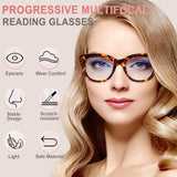 CHOFILORD Progressive Multifocus Reading Glasses for Women Men Blue Light Blocking Computer No Line Multifocal Readers (A2 Multicolor, 3.00, Diopters)