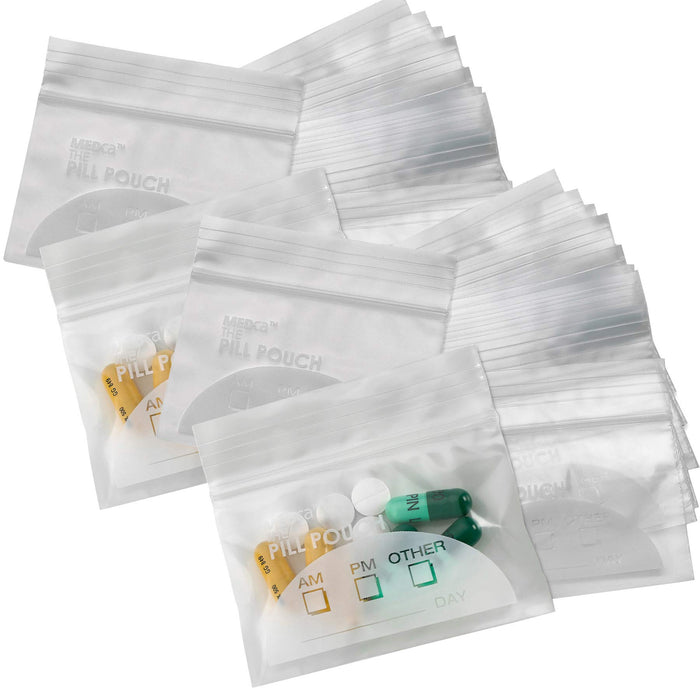 Pill Pouch Bags - (Pack of 500) 3" x 2.75" - BPA Free, Poly Bag Disposable Zipper Pills Baggies, Daily AM PM Travel Medicine Organizer Storage Pouches, Best Clear Reusable with Write-on Labels