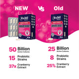 Bio360 Women's Probiotic Supplement, Digestive, Immune, Vaginal & Urinary Health, 15 Diverse Strains 50 Billion CFU, Organic Prebiotic Fibers, 37X Cranberry Extract, Zinc & Vitamin D3, 30CT (2 Pack)