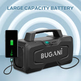 BUGANI Bluetooth Speakers, 80W Powerful Portable Wireless Speaker IPX7 Waterproof Speaker, Outdoor Loud Speaker with Handle 24H Playtime, Support Microphone AUX USB Suitable for Party, Pool, Black