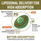 Liposomal Calcium AKG Supplement 1500 MG (Alpha-Ketoglutaric Acid), High Absorption, More Effective Than AAKG, Ca AKG for Longevity, Age Defense, Cellular Energy, Metabolic Function, 180 Softgels