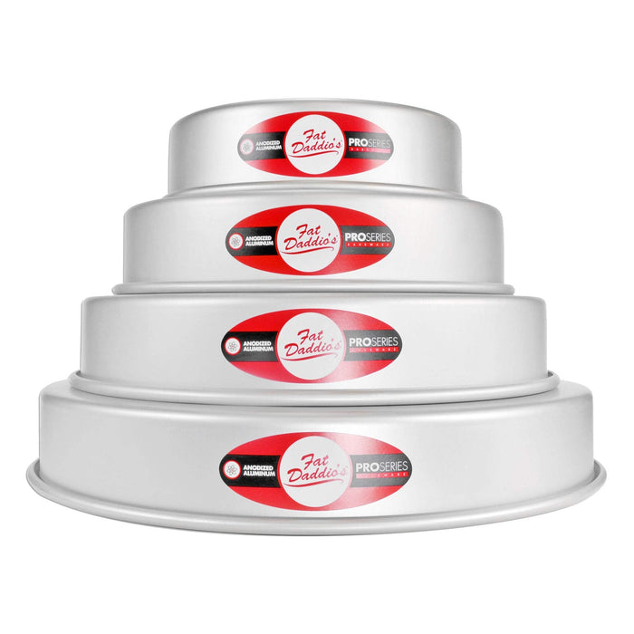 Fat Daddio's Anodized Aluminum 4-Tiered Even Round Cake Pan Set, 2 Inch Depth