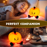 Dylviw Pumpkin Night Light, Cute LED Lamp, Silicone Dimmable Nursery Nightlight for Kids, Silicone Rechargeable Bedside Touch Lamp, Funny Office Desk and Halloween Decor Toy for Woman and Kids