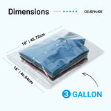 Clearware 25 Large Plastic Bags With Zipper Top - 3 Gallon Bags 16" x 18", Extra Large Storage Bags for Clothes, Travel, Moving, Large Reusable freezer bags, BPA-Free, 2-mil Thick Clear Plastic Bags