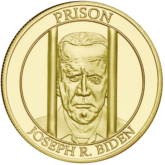 Generic President Prison 2024 Election Commemorative Pro-Trump Coin Set, Features Victorious President Trump w/Biden in Prison, Layered in Pure 24-Karat Gold, Double-Sided Display & Certificate