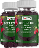 YumVs Beet Root Gummies with Tart Cherry Extract - Berry Flavor Beetroot Gummies - Beet Chews for Blood Circulation and Antioxidant Support - Red Beet Gummies (Berry 60 Count (Pack of 2))