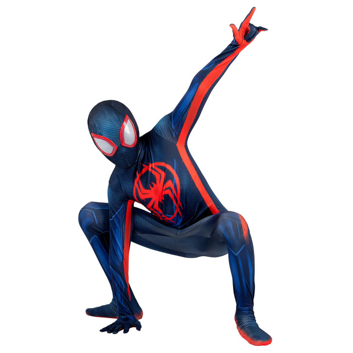 MARVEL Miles Morales Official Youth Deluxe Zentai Halloween Costume - Two-Way Stretch Spandex with Wrist Openings (S) Multi