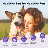 HICC PET Ear Finger Wipes for Dogs & Cats - Gently Remove Ear Wax, Debris - Sooths & Deodorizes - Relieve Ear Itching & Inflammation, Fresh Coconut Scent, All Natural Ingredients - 50 Count