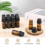 BOSMIOW 15Pcs 5ml Amber Glass Essential Oil Bottle with Orifice Reducer and Black Screw Cap,Empty Refillable Travel Sample Glass Container,Aromatherapy Storage Vials,DIY Supplies Tool Accessories