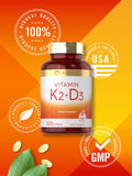 Carlyle Vitamin K2 and D3 Supplement | 300 Softgels | 200mcg K2 MK7 & 250mcg D3 | Non-GMO, Gluten Free