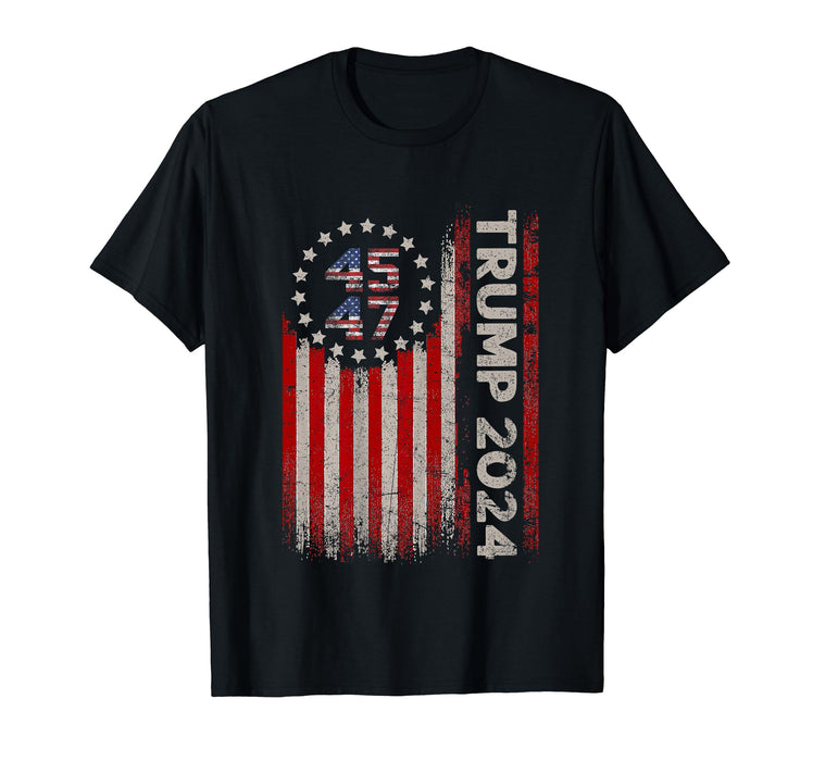 45 47 Trump 2024 American Flag T-Shirt