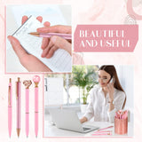 Janmini 9 Pcs Ballpoint Pens Set Metal Crystal Diamond Pen Glitter Pen for Journaling Black Ink Pretty Cute Pens Fancy Pens Gifts for Women Girls Christmas Birthday School Office Desk(Pink)