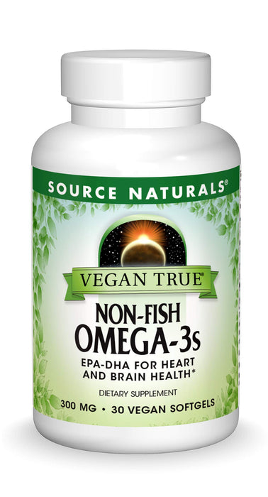 Source Naturals Vegan True, Non-Fish Omega-3s, EPA-DHA Supports Heart and Brain Health*, 300 mg - 30 Vegan Softgels