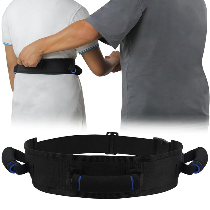 KkaFFe Gait Belt with Handles, Transfer Belt for Elderly, Patient Gait Belts, Transfer Belt Assist, Gait Belts for Seniors, Upgraded Using Rubber Handles (Blue)