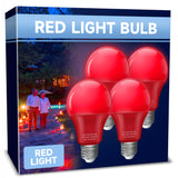 UNILAMP Red Light Bulbs 9W (60 Watt Equivalent), A19 Red Colored Light Bulb, E26 LED Red Light Bulb, Red Light for Porch, Holiday, Party, Thanksgiving Day, Halloween, Christmas, 4 Pack