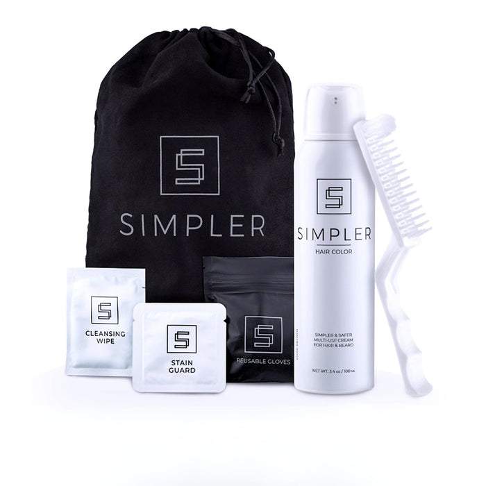 Simpler Men's Hair Color Kit - Full Gray Coverage - Natural Black & Beard Dye - Easy Application for 100% Gray Hair - Natural Black