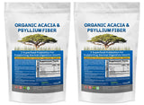 Organic Acacia & Psyllium Husk Fiber Powder - Prebiotic Acacia & Organic Psyllium Husk Powder Combined - Soluble Acacia & Psyllium Husk Powder Organic Supplement - 1.5 Ibs (24oz) each, 2 Packs