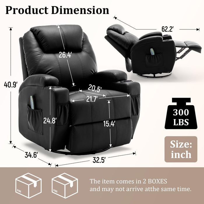 Korser Power Lift Recliner Chair for Elderly and Adults, Electric Recliner with Massage and Heating, Reclining Chair with Remote Control and Cup Holder, Faux Leather Reclining Sofa Chair