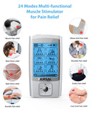 NURSAL 24 Modes TENS Unit Muscle Stimulator with Continuous Stimulation, Rechargeable Electronic Pulse Massager with 8 Pads for Back and Shoulder Pain Relief and Muscle Strength