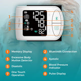 Meraw Blood Pressure Monitor Adult Cuff, Blood Pressure Cuff Monitor Wrist, Blood Pressure Machine Home Use 5.3-8.5" Irregular Heartbeat Monitoring APP Automatic Bluetooth High Accuracy Aspen White