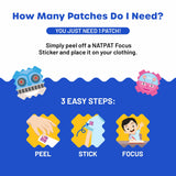 NATPAT BuzzPatch Focus Patch Focus Enhancing Stickers for Kids and Adults (24 Pack) – Natural Patch - Chemical and Drug Free, Healthy Brain Supports for Attention, Focus, and Concentration