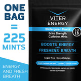 Viter Energy Extra Strength Caffeinated Mints 80mg Caffeine, B Vitamins, Sugar Free. (Wintergreen, 8oz, Bulk Bag)