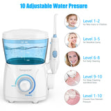 Sawgmore FC166 Water Flosser for Teeth/Braces, 600ml Large Capacity, 10 Adjustable Pressures,8 Home Nozzles Professional Oral Irrigator for Teeth Clean(White)