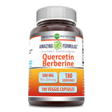Amazing Formulas Quercetin Berberine - 250mg Berberine and 250mg Quercetin, 180 Veggie Capsules Supplement | Non-GMO | Gluten Free | Made in USA | Ideal for Vegetarians