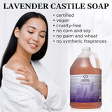 Carolina Lavender Castile Soap Liquid – Skin-Softening Olive Oil Soap Organic Body Wash – Pure Castile Soap Lavender Liquid Soap – Vegan Castille Soap Liquid (Lavender, 1 gallon)