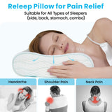 Releep Cervical Neck Pillow, Side Sleeper Pillow for Neck Pain Relief, Adjustable Contour Pillow for Sleeping, Ergonomic Memory Foam Pillow, Orthopedic Cooling Pillow Back Stomach Sleeping, Queen Size