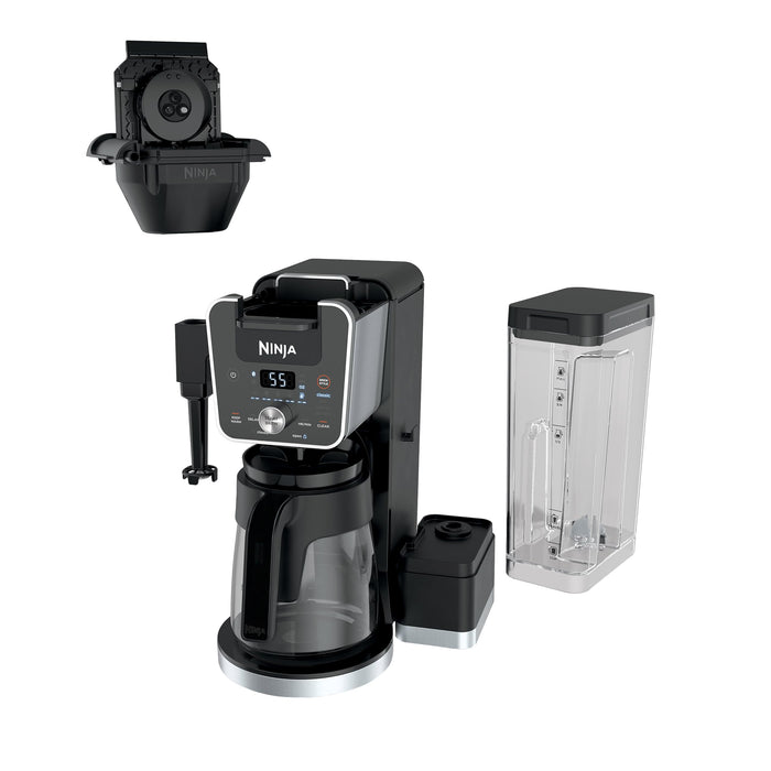 NINJA CFP451CO DualBrew System 14-Cup Coffee Maker, Single-Serve Pods & Grounds, 4 Brew Styles, Built-In Fold Away Frother, 70-oz. Water Reservoir & Carafe, Black (Renewed)