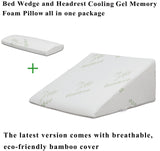 InteVision Foam Bed Wedge Pillow (25 x 24 x 12 inches) and Headrest Pillow in One Package - Helps Relief from Acid Reflux, Post Surgery, Snoring - 2 inches Memory Foam Top