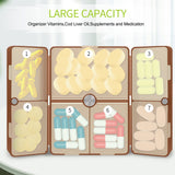 FYY 2 Pcs Daily Pill Organizer, 7 Compartments Portable Pill Case Travel Pill Organizer,[Folding Design]Pill Box for Purse Pocket to Hold Vitamins,Cod Liver Oil,Supplements and Medication-Brown