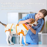 FUAMEY Recovery Suit for Dogs After Surgery,Soft Breathable Dog Bodysuit E-Collar & Cone Alternative Surgical Suit,Male Female Dog Neuter Spay Suits Anti Licking Wounds Onesie Orange Fox M