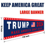 Donald Trump 2024 For President Campaign Large Banner Sign Flag with Brass Grommets,Trump Make America Great Again Outdoor Sign House Banner Yard Lawn Decoration 98X18''