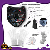 STONCH Halloween Mask Skeleton Gloves Set, 3 Modes Light Up Scary LED Mask with LED Glow Gloves, Halloween Decorations Anonymous Carnival Costumes glow purge Masks for Boys Girl