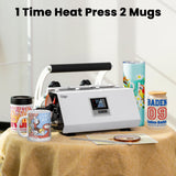 Gigu Tumbler Heat Press Machine for 20oz-30oz Sublimation Blanks Tumblers Press, 11-16oz Mug Press with Sublimation Paper Heat Tape & Gloves, Coffee Mugs Cup Press Glass Water Bottle DIY Heat Transfer