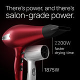 Ionic Salon Hair Dryer - 2200 Watt Professional Blow Dryer with Diffuser & Comb - Lightweight Travel Hairdryer for Normal & Curly Hair - Includes Volume Diffuser & Styling Nozzle Attachment