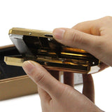 Gold Metal Cigarette Case with Electronic Lighter USB Rechargeable Hold 20 pieces Cigarettes