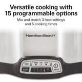 Hamilton Beach Programmable Slow Cooker with Flexible Easy Programming, 5 Cooking Times, Dishwasher-Safe Crock, Lid, 4 Quart, Silver