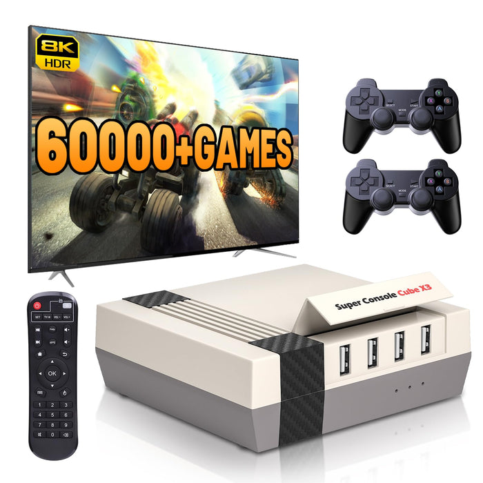 Kinhank Super Console Cube X3 Retro Game Console with 60000+ Games, EmuELEC 4.5/Android 9.0/CoreE 3 Systems in 1,2.4G+5G,BT 4.0,Compatible with 65+ Emulators