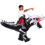 Spooktacular Creations Inflatable Costume for Kids, LED Light Eyes Dragon Skeleton Air Blow Up Costumes, Ride On Deluxe Costumes for Halloween Costume Parties(Up to 4ft7'')