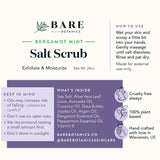 Bare Botanics Bergamot Mint Body Scrub 24oz | Made in Madison, WI | All Natural Sea Salt Exfoliator w/ Skin Loving Moisturizers | Vegan & Cruelty Free | Gift Ready Packaging w/ a Cute Wooden Spoon