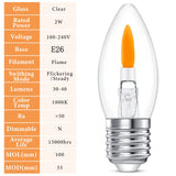 Flicker Flame Light Bulb Flame Tip Halloween Chandelier Flickering Light Bulbs Christmas Replacement Orange Glow Bulbs Crystal Clear Candle Bulb for E26 Edison Base (Clear, C35(2pack))