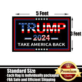 Trump 2024 Flag 3x5 Outdoor Double Sided 3 Ply-Donald Trump Take America Back Flags Vivid Color Clear Pattern Reinforcement Sewing Durable Polyester for President Flag